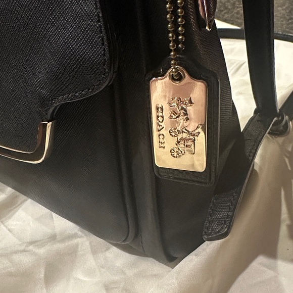 Coach Madison Black Leather Handbag with gold trim - Picture 14 of 16